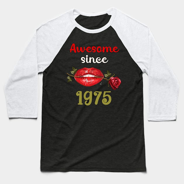 Lips Rose Year 1975 Baseball T-Shirt by ravenwaldo168375